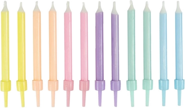Velas de cumpleaños en tonos pastel 12 uds, 6 cm