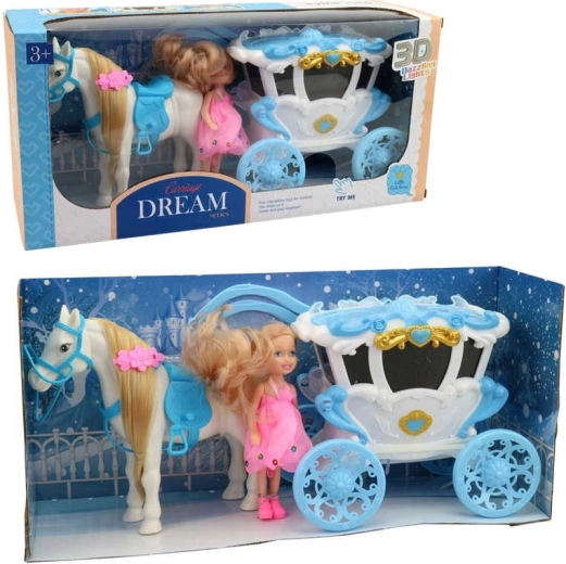 MaDe coche con caballo y muñeca con luz y sonido