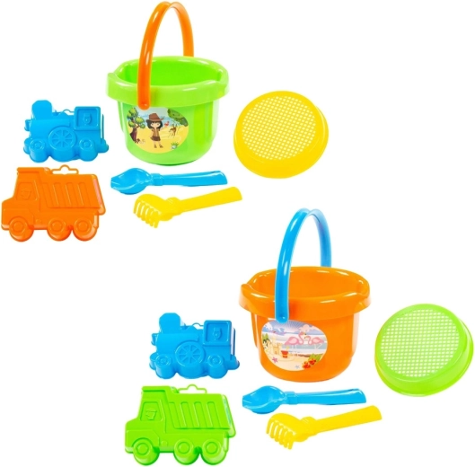 Set infantil de arena con cubo, tamiz y moldes - 1 unidad