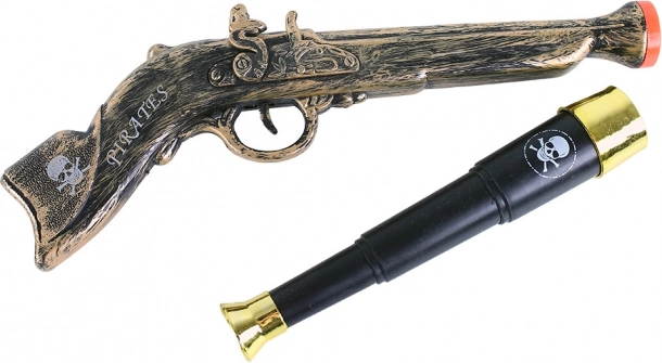 Set pirata con pistola y catalejo