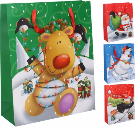 Bolsa de regalo L 39 × 30 × 12 cm Motivos navideños