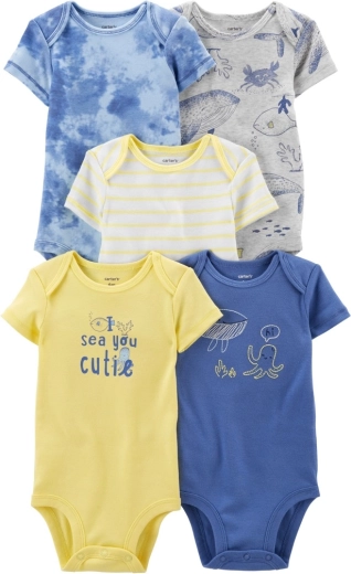 CARTER'S body para bebé de manga corta Blue Ocean para niño, 5 uds – NB / talla 56