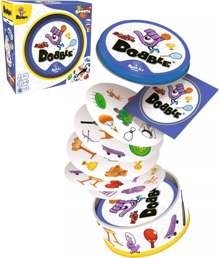 Asmodee Dobble Sport – juego de mesa de reflejos en caja metálica