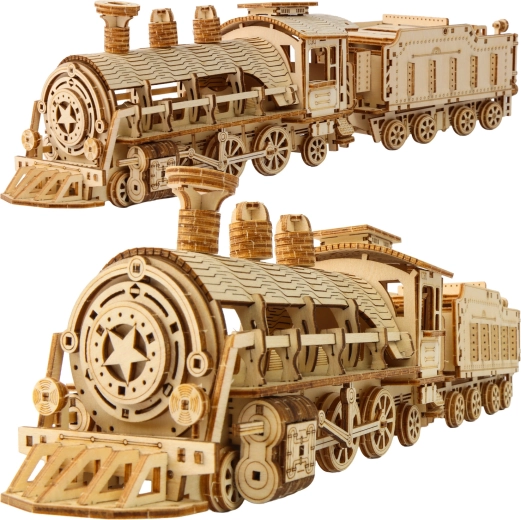 Puzzle de madera 3D locomotora de vapor con ténder Kruzzel - 1 pieza
