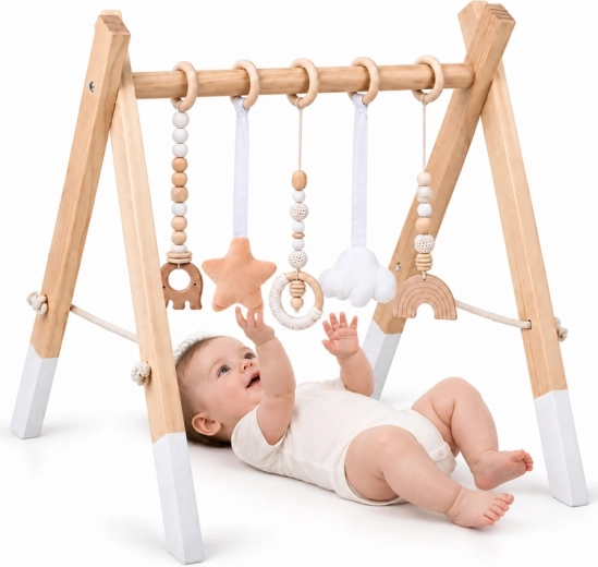 Gimnasio de madera para bebés Baby Gym con 5 juguetes colgantes