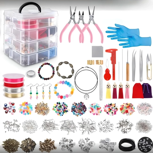 Mega set para hacer joyas con maletín (2062 piezas)