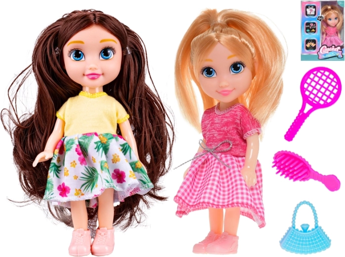 Muñeca de 14,5 cm con accesorios – rubia o morena