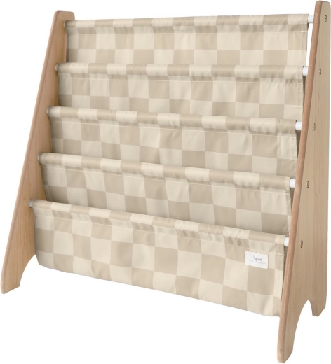 3 Sprouts expositor de libros de poliéster reciclado Checkerboard/Beige