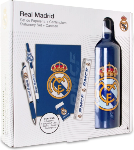 Set de regalo REAL MADRID – botella 650 ml, cuaderno y bolígrafo