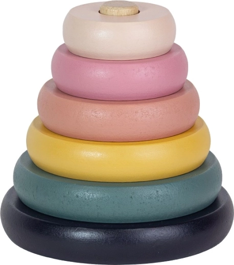 Petite&Mars pirámide apilable de madera Orbit Wood of Mars Aurora Pink