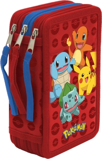 Estuche escolar Pokémon relleno de tres pisos