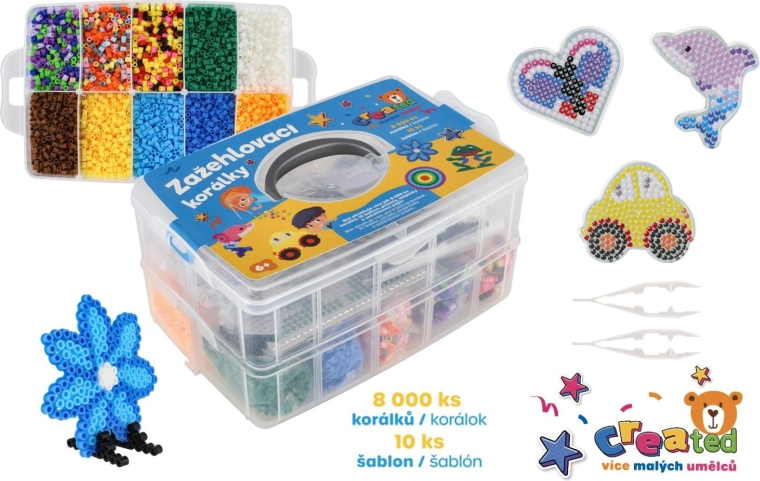 Cuentas para planchar Created con plantillas en caja de plástico