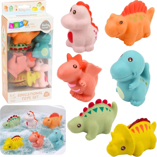 Set de dinosaurios de goma para el baño, pastel, 6 uds