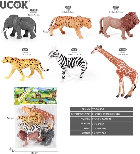 Set de figuras de animales de safari (6 uds.)