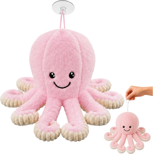 Pulpo de peluche con ventosa rosa 16 cm - 1 pieza