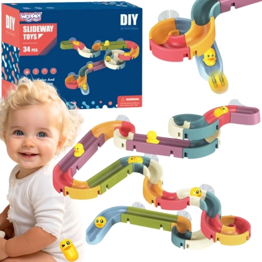 Woopie pista de agua para la bañera con tobogán y patito, 34 piezas