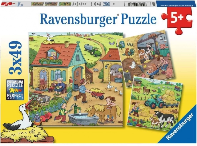 Puzzle En la granja 3x49 piezas RAVENSBURGER