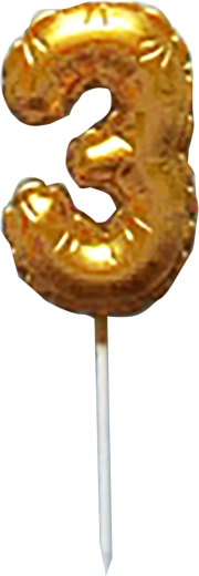 Vela para tarta número 3 dorada 6 cm