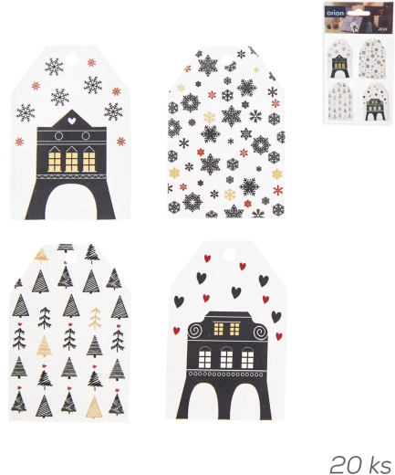 Etiquetas colgantes de papel para regalos Casas (20 uds)