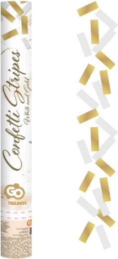 Confeti neumático dorado‑blanco (tiras de papel)
