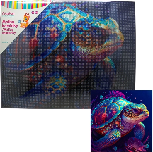 Pintura con diamantes – tortuga nocturna 40 × 50 cm