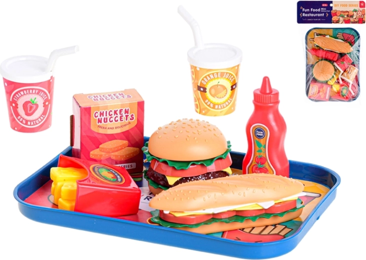 Set infantil de comida rápida con bandeja, 26 piezas