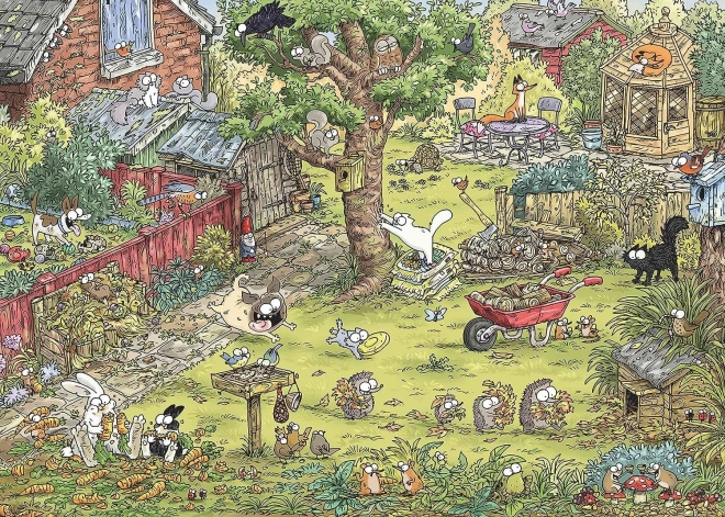 Puzle de 1000 piezas SIMON'S CAT – Diversión en el jardín + póster