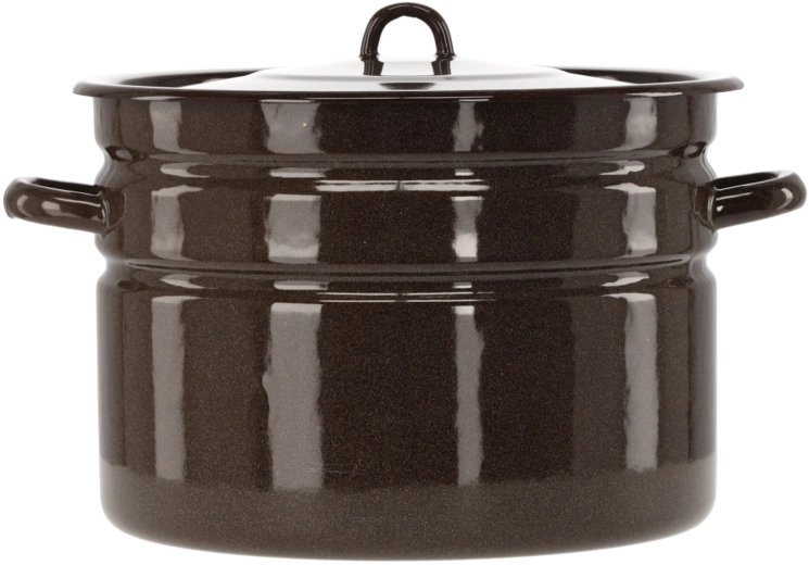 Olla esmaltada 16 l, diámetro 32 cm, marrón con tapa