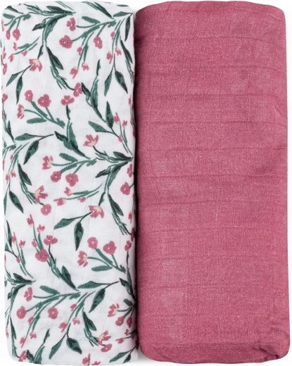 Petite&Mars mantas de muselina de bambú Misty pink meadow 2 uds 120 × 120 cm