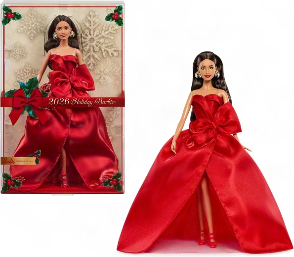 Mattel Barbie Signature muñeca coleccionable navideña 2026 con vestido rojo - 1 pieza