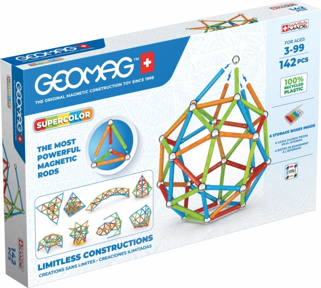 Geomag Supercolor juego de construcción 142 piezas de plástico reciclado