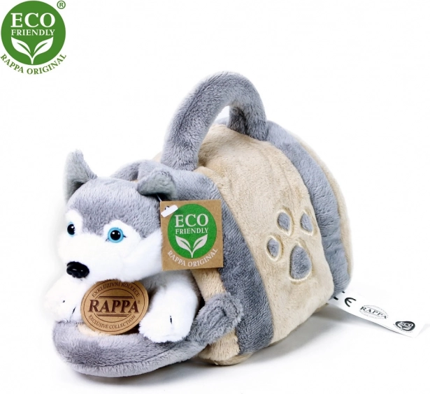 Husky de peluche con caseta portátil 13 cm eco-friendly