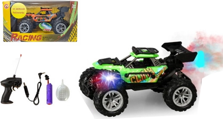 Coche todoterreno teledirigido con luces y efecto de humo