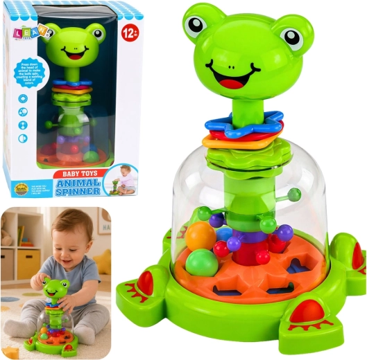 Spinner interactivo de rana con bolitas giratorias para bebés