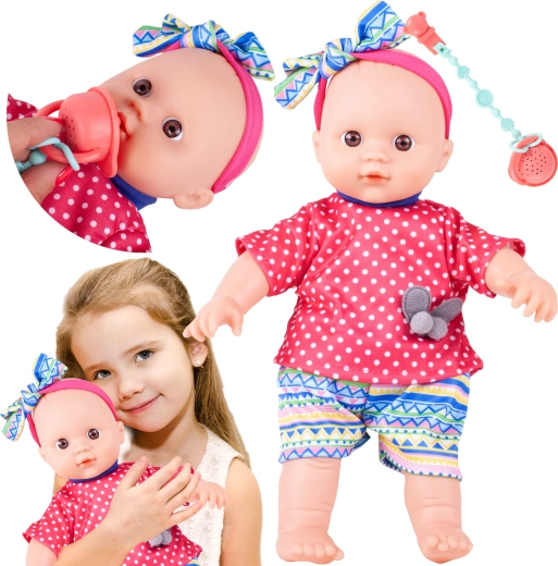 Muñeca con diadema y chupete con sonidos