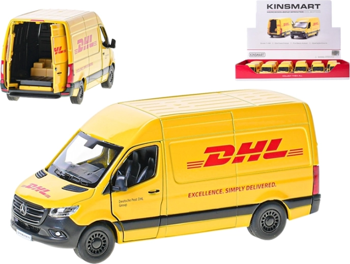 Modelo metálico de furgoneta Mercedes‑Benz Sprinter DHL 1:48 Kinsmart