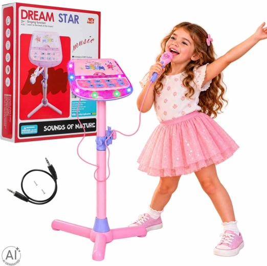 Micrófono de karaoke infantil con soporte y reproductor MP3