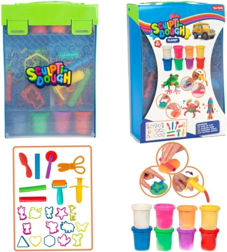 Set creativo de plastilina 8×57 g con accesorios en caja de plástico