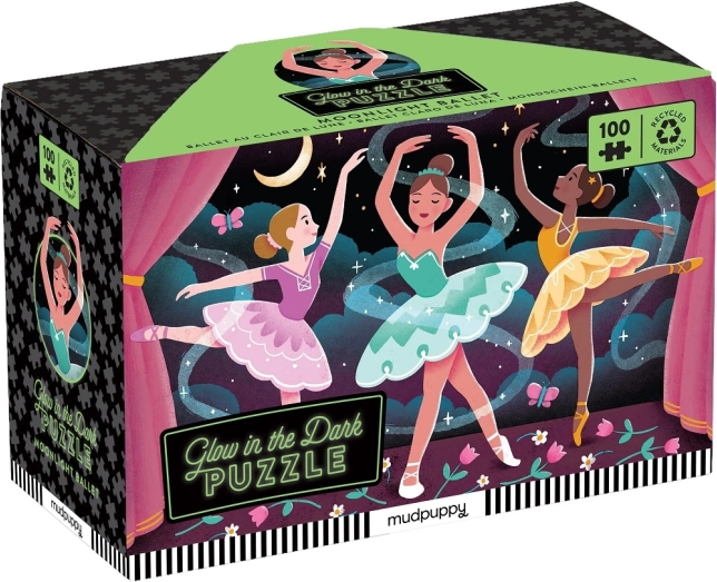 Puzzle Mudpuppy Ballet a la luz de la luna que brilla en la oscuridad, 100 piezas