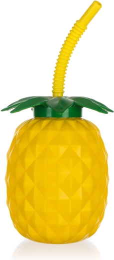 Botella con pajita Pineapple 880 ml de plástico