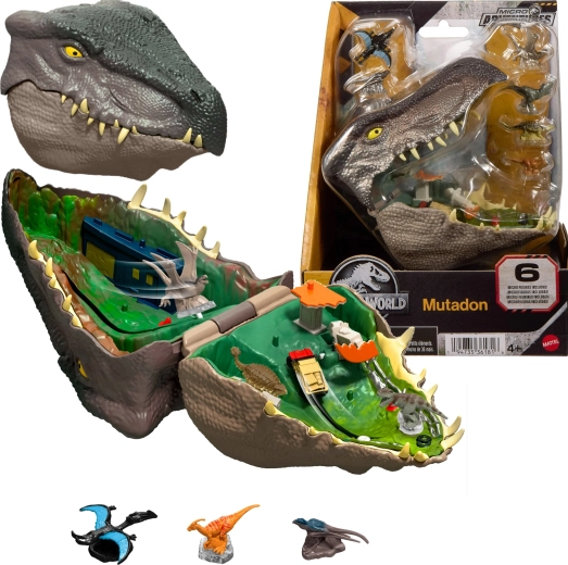 Set de juego compacto Jurassic World microaventura Mutadon con 6 microfiguras