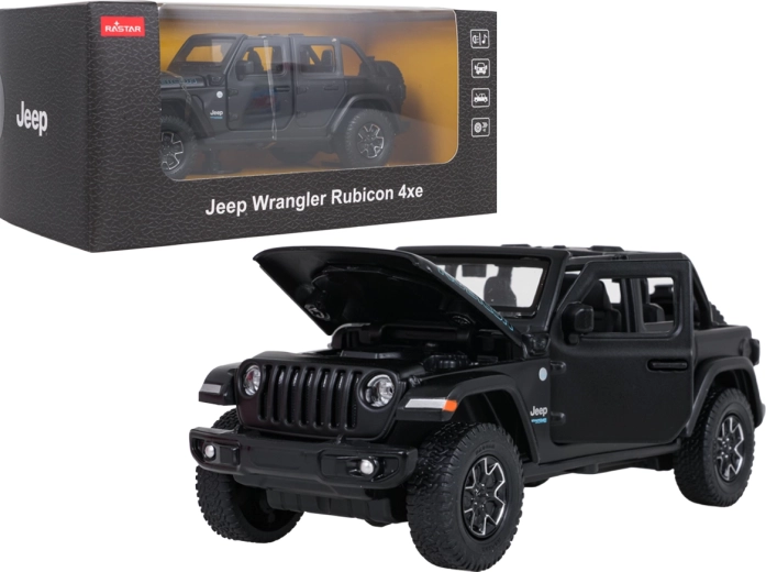 Modelo metálico Jeep Wrangler Rubicon RASTAR a escala 1:32, negro