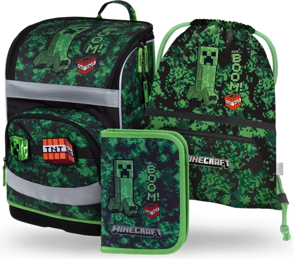 Set escolar BAAGL Zippy Plus MINECRAFT Boom – cartera, estuche y bolsa