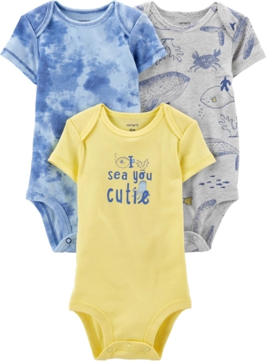 Bodies de niño Carter's de manga corta Blue Ocean - 3 uds – 3 m
