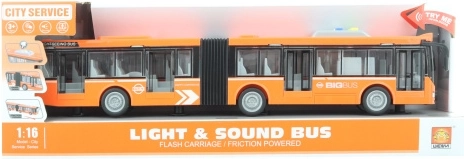 Autobús articulado naranja a pilas con luz y sonido