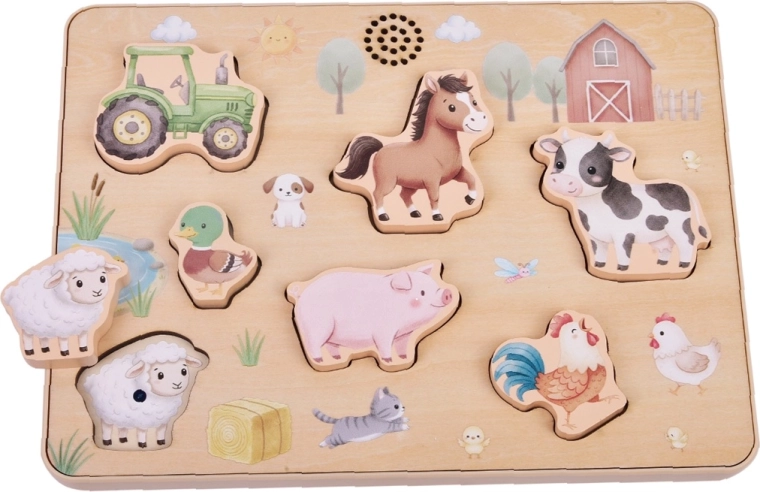 Puzzle de encaje de madera 2Kids Toys con sonidos de la granja