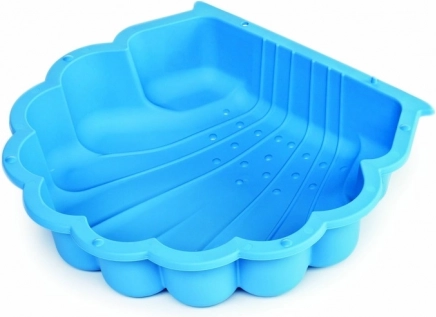 Arenero con forma de concha azul de plástico