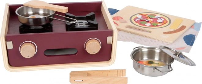 Cocina de camping de madera SMALL FOOT – cocinita infantil portátil 5 en 1