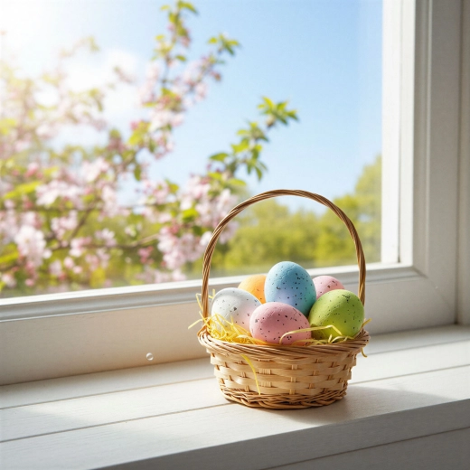 Decoración de Pascua – huevos de colores pastel con hierba de papel, 6 unidades