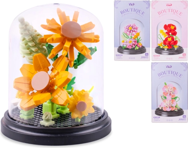 Kit de construcción de flor de 224–229 piezas con cubierta antipolvo